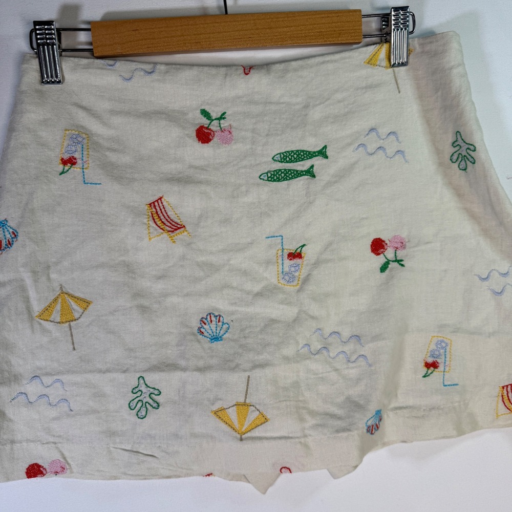 Gap Womens Embroidered Summer Beach Skort Cream Mini Skirt XS - Picture 3 of 9